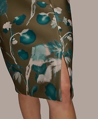 Donna Karan New York Women's Split V-Neck Floral Sheath Dress