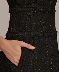 Donna Karan New York Women's Tweed Cap Sleeve A-Line Midi Dress