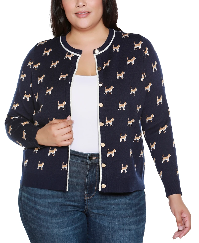 Belldini Plus Fetching Fun Cardigan Sweater