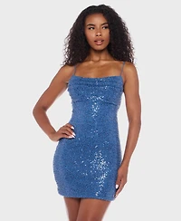 Alex & Sophia Juniors' Strappy Low Back Straight Neck Dress