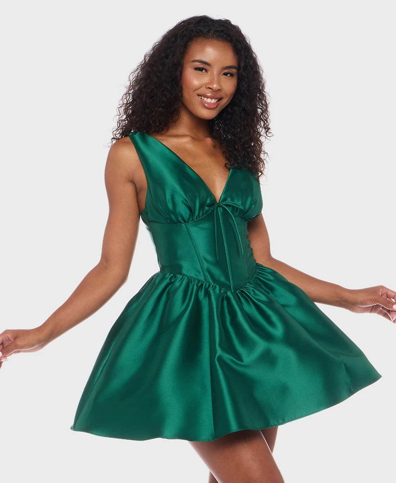 Alex & Sophia Juniors Wide Strap V-Neck Party Dress
