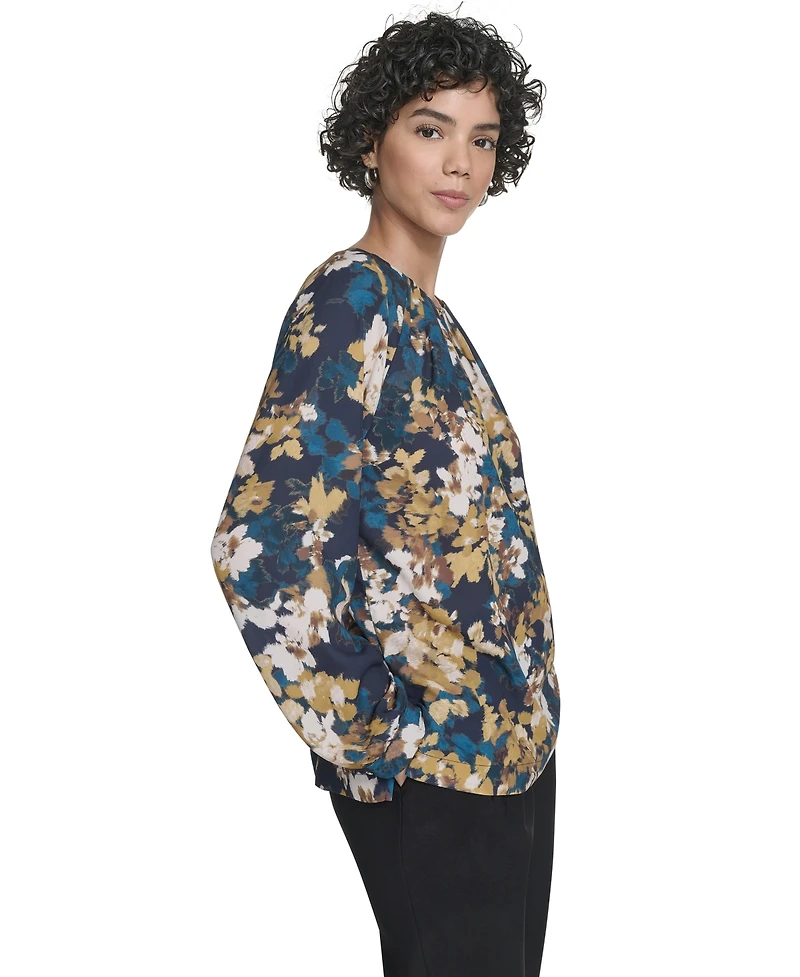 Calvin Klein Women's Long Sleeve Keyhole Blouse