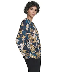 Calvin Klein Women's Long Sleeve Keyhole Blouse
