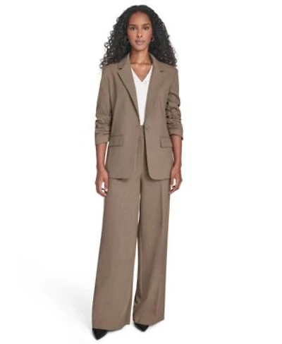 Calvin Klein Womens Novelty One Button Blazer Wide Leg Pants Mixed Media Sleeveless Blouse
