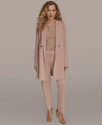 Donna Karan New York Womens Long Blazer Coat Sleeveless Boat Neck Tank Top Mid Rise Knit Straight Ankle Sweater Pant
