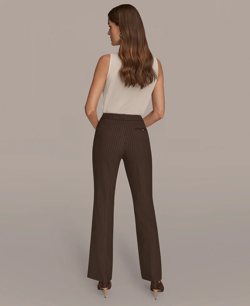 Donna Karan New York Women's Mid Rise Straight Fit Pinstripe Pants