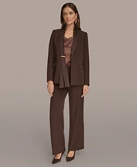 Donna Karan New York Women's Petites Mixed Media Draped Neck Blazer, Regular & Petite