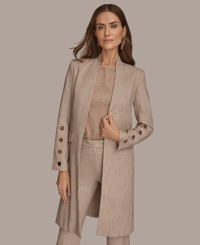 Donna Karan New York Women's Petites Four-Button Long Blazer Coat, Regular &