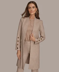 Donna Karan New York Women's Petites Four-Button Long Blazer Coat, Regular &