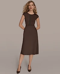 Donna Karan New York Women's Petites Satin A-Line Midi Skirt, Regular & Petite