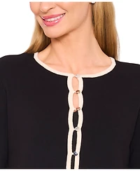 CeCe Women's Patch Pocket Tipping Cardigan Sweater