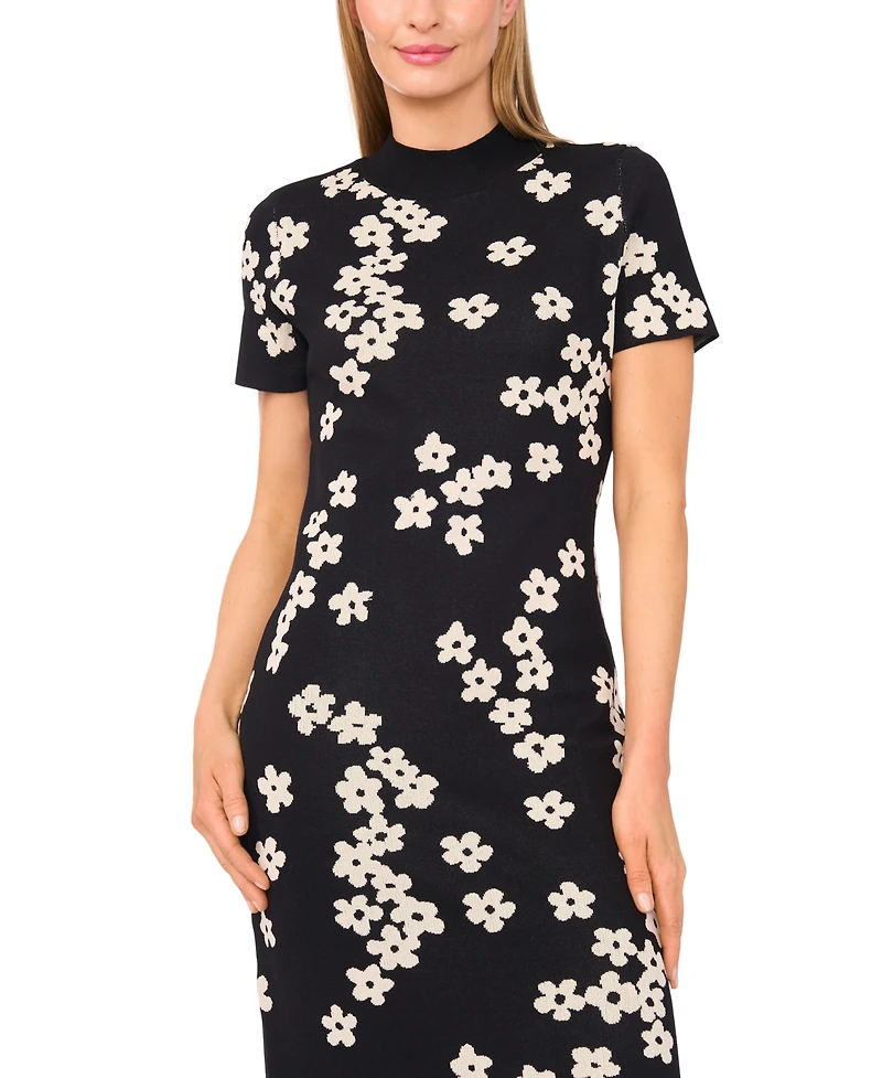 CeCe Women's Flower Jacquard Maxi Knit Dress