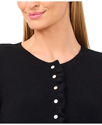 CeCe Women's Ruffle Edge Detail Long Sleeve Cardigan Sweater