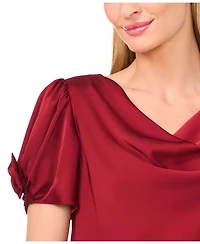 CeCe Women's Cowl Neck Bubble Short Sleeves Top