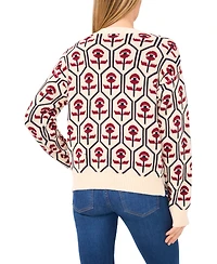 CeCe Women's Jacquard Mock Neck Sweater