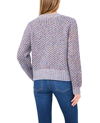 CeCe Women's Tuck Stitch Long Sleeve Cardigan Sweater