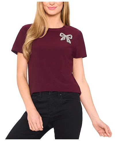 CeCe Women's Embellished Bow Tee