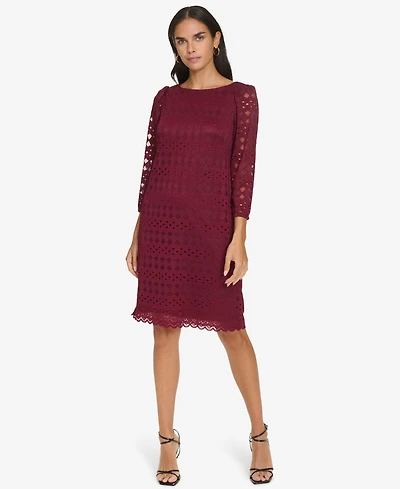 Jessica Howard Petite Lace 3/4-Sleeve Shift Dress