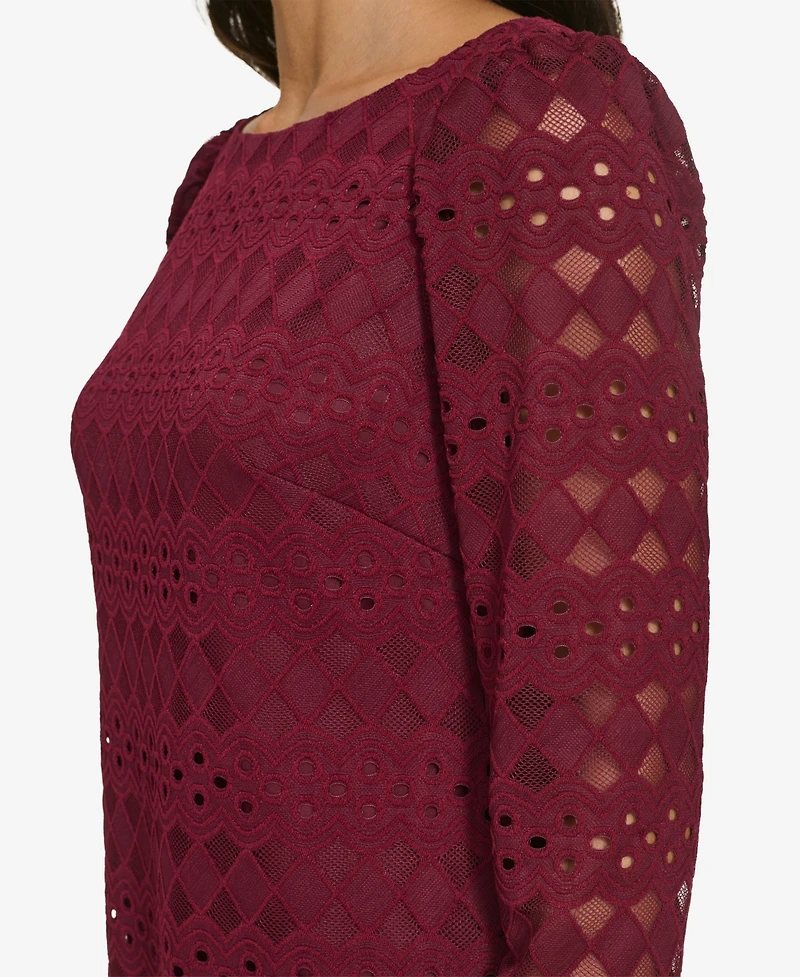 Jessica Howard Petite Lace 3/4-Sleeve Shift Dress
