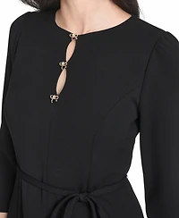 Jessica Howard Petite Fit and Flare 3/4-Sleeve Midi Dress