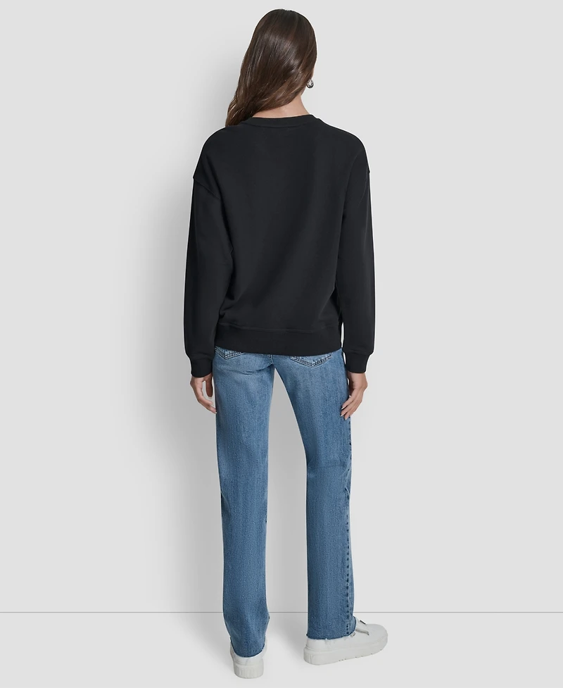 Dkny Jeans Women's Rhinestone Crew Neck Sweatshirt