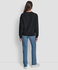 Dkny Jeans Women's Rhinestone Crew Neck Sweatshirt