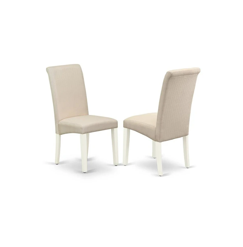 East West Furniture 6-Piece Beautiful Dining Table Set an Excellent Cement Color Dining Table Top and Cement Color Bench and 4 Gorgeous Linen Fabric P