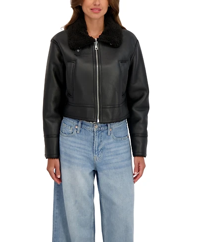 Sebby Collection Women's Cropped Faux Shearling Jacket