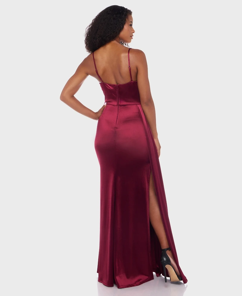 B Darlin Juniors' Satin Cowlneck Gown