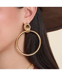 Jessica Simpson Oversized Gold Circle Drop Earrings