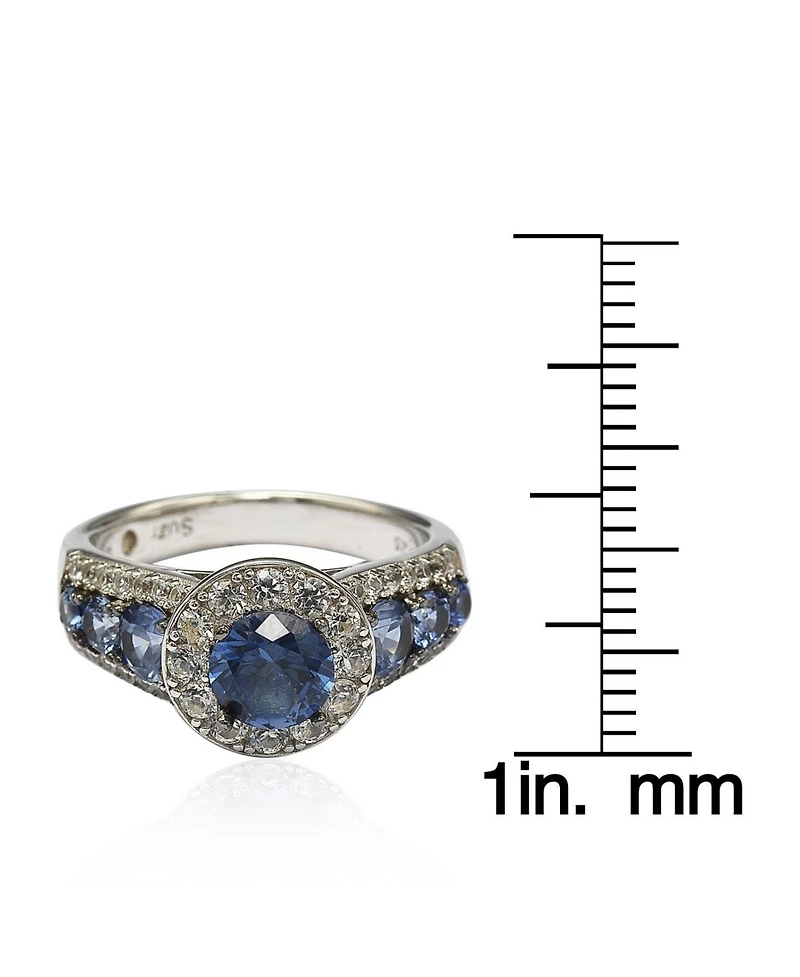 Suzy Levian New York Sterling Silver Sapphire 7 Stone Ring