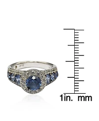 Suzy Levian New York Sterling Silver Sapphire 7 Stone Ring