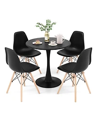 Gymax 5PCS Dining Set Modern Round Dining Table 4 Chairs for Small Space Kitchen