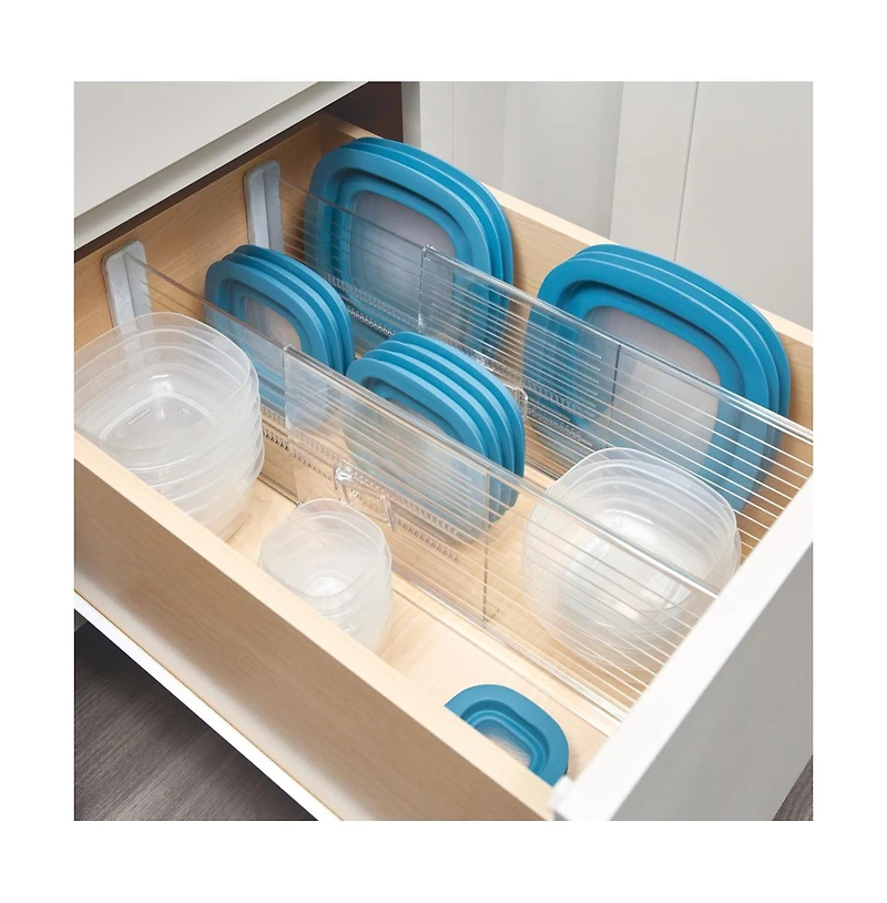 iDesign Recycled Plastic Adjustable Drawer Dividers - Set of 2 - Clear
