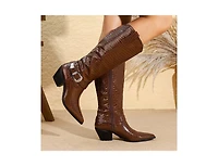 Berness Tristen Croco-Print Western Boots