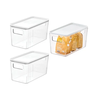 iDesign Pantry Bin with Lid for Kitchen - Set of 3 - Clear/White