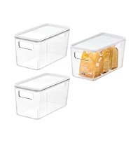 iDesign Pantry Bin with Lid for Kitchen - Set of 3 - Clear/White