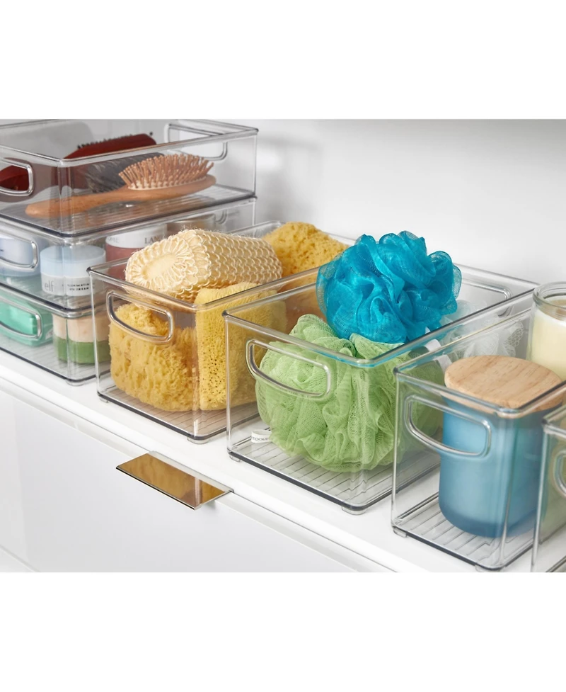 iDesign Plastic Storage Bins with Handles - Set of 2 - Clear