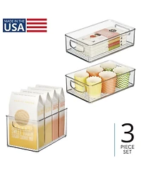 iDesign Plastic Stackable Pantry Bins with Handles, 3 Pack, Clear, Made in Usa