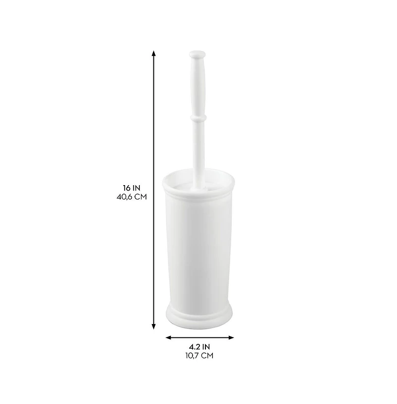 iDesign Plastic Toilet Brush and Holder for Bathroom - White
