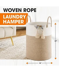 Cheer Collection Large Laundry Hamper (15" x 19.7") - 2 Tone Tan