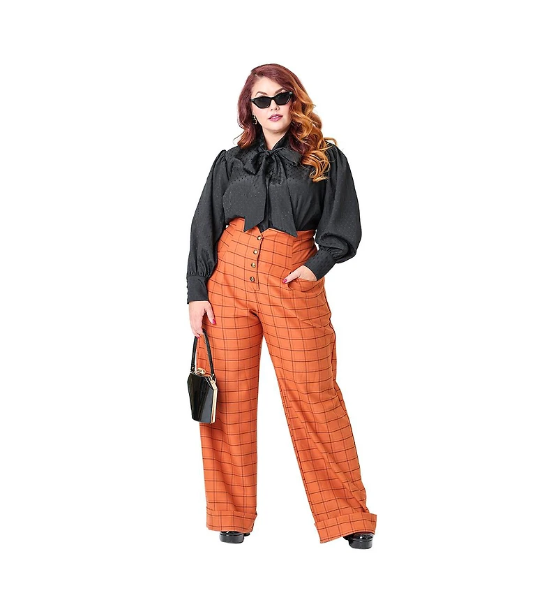 Unique Vintage Plus 1940s Buttoned Wide leg Trousers