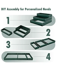 3-Tier Raised Garden Bed,47" x 47" 24" Metal Outdoor Elevated Planter Box