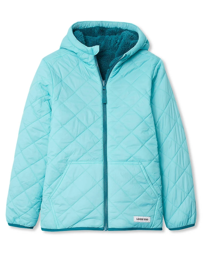 Lands' End Girls FeatherFree Reversible High Pile Insulated Jacket
