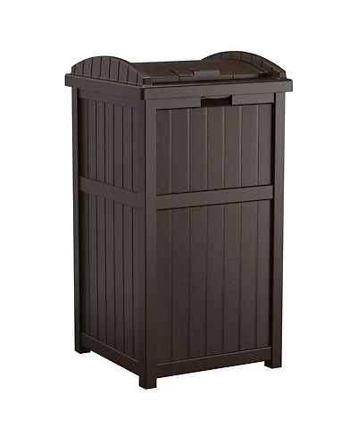Suncast Trash Hideaway Outdoor 33 Gallon Garbage Waste Can Bin, Java (2 Pack)