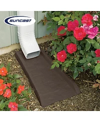 Suncast Outdoor Decorative Rain Gutter Downspout Splash Block, Java (2 Pack)