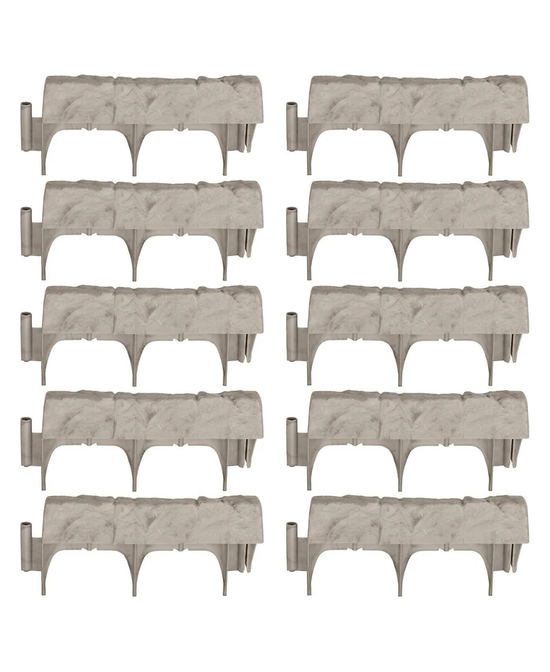 Suncast 10 Piece 12" Landscape Design Border Decorative Natural Stone Edging