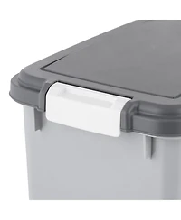 Iris Usa 3-Piece 41 Lbs/45 Qt WeatherPro Airtight Pet Food Storage Container Combo with Scoop, Gray