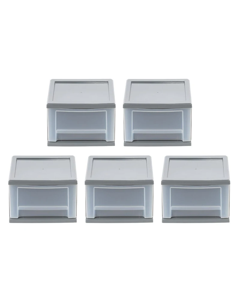 Iris Usa 6.5 Quart Gray Stackable Drawer, 5 Pack