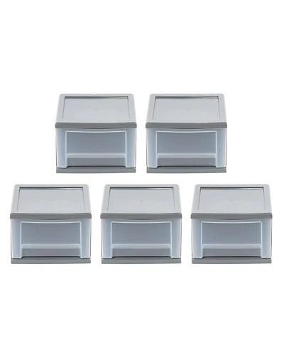 Iris Usa 6.5 Quart Gray Stackable Drawer, 5 Pack